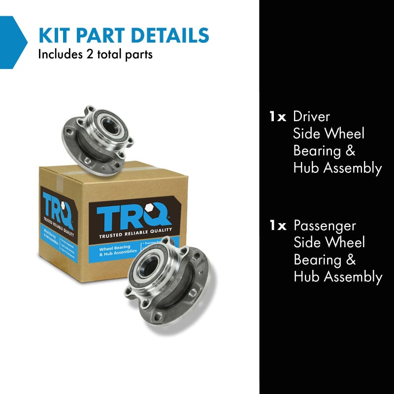 TRQ 2 Piece Front Wheel Bearing & Hub Assembly Set Compatible with 2008-2013 Audi A3 2006-2013 A3 Quattro 2015-2018 Q3 Q3 Quattro 2008-2009 TT 2008-2015 TT Quattro 2012-2013 TT RS Quattro 2009-2015 T - Image 2